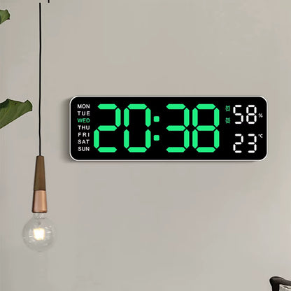 Elevate Your Space with the Large LED Digital Wall Clock – Featuring Temperature, Humidity, and Day Display