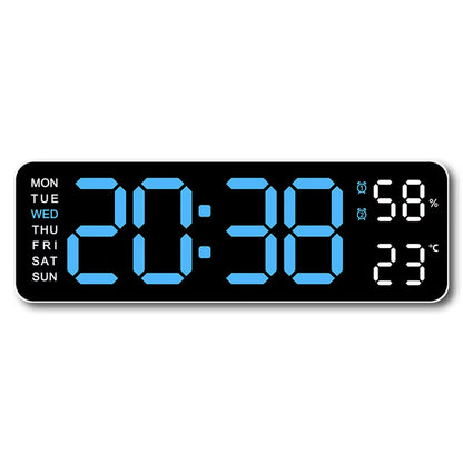Elevate Your Space with the Large LED Digital Wall Clock – Featuring Temperature, Humidity, and Day Display