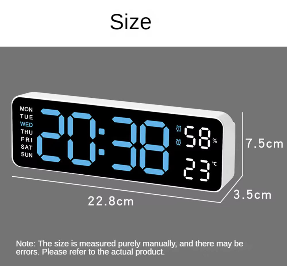 Elevate Your Space with the Large LED Digital Wall Clock – Featuring Temperature, Humidity, and Day Display