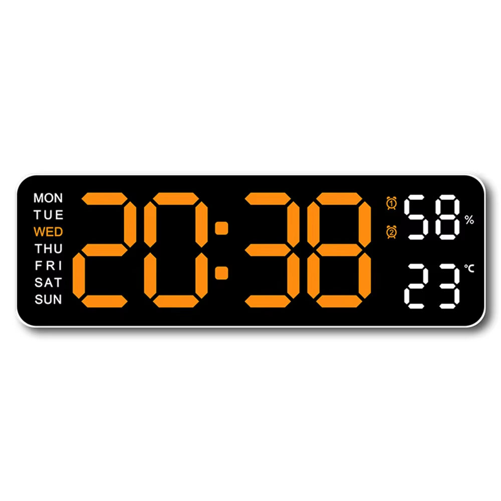 Elevate Your Space with the Large LED Digital Wall Clock – Featuring Temperature, Humidity, and Day Display